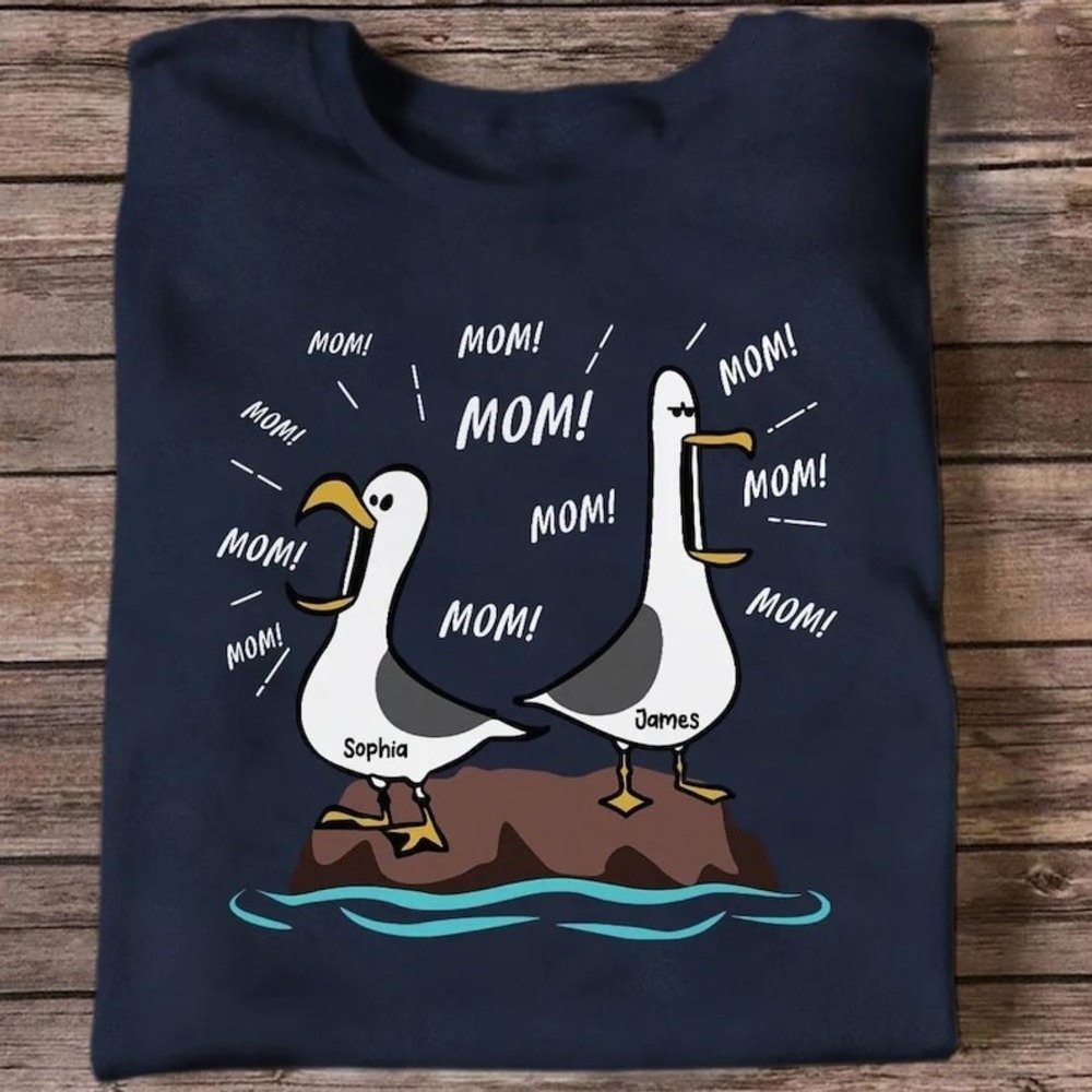 Seagull Mom Mom Mom Navy Shirt